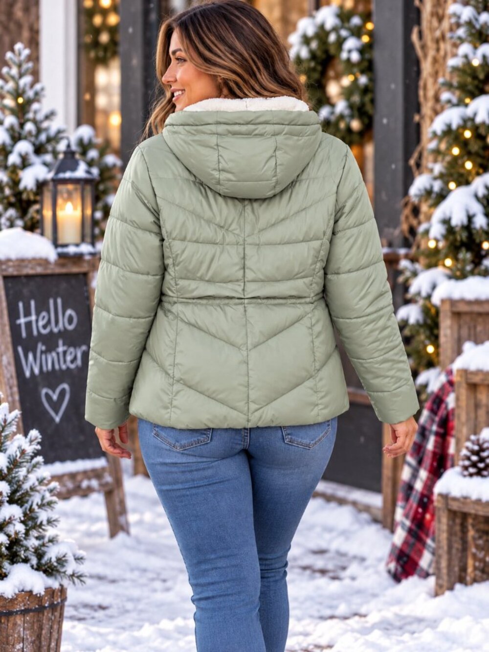 Columbia Insulated Puffer Jacket Peak to Park III With Removable Hood Sage Green - Picture 3 of 16